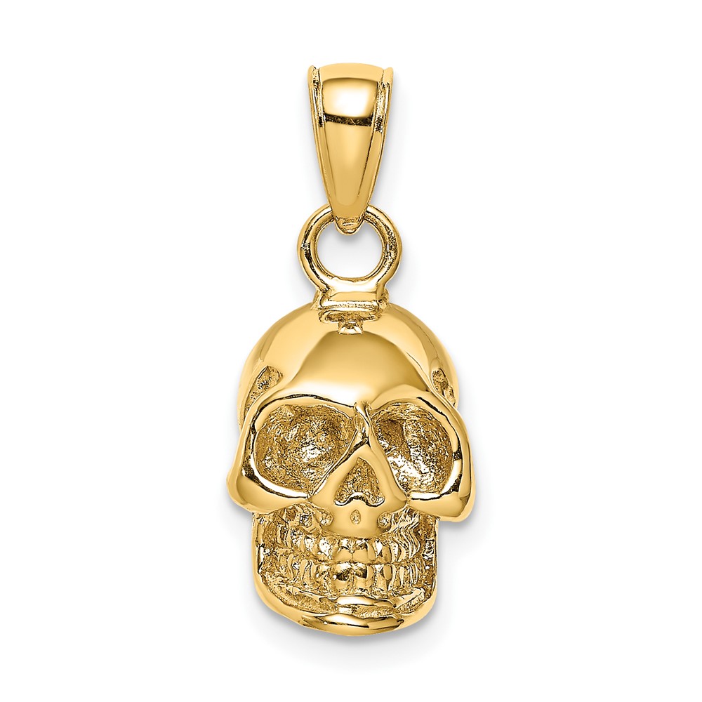 14K 3-D Polished Skull Pendant (K7328)