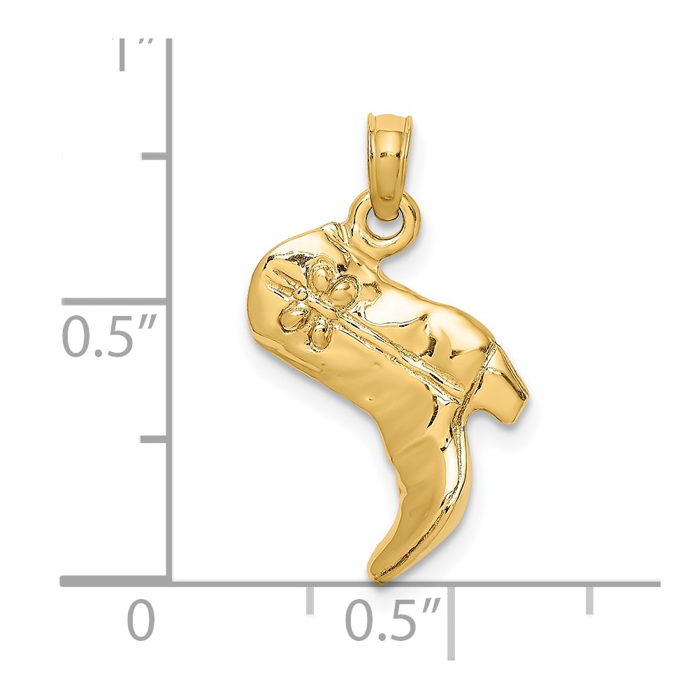 14K 3-D Cowboy Boot Charm (K7331)