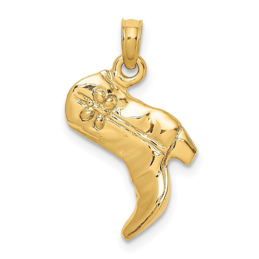 14K 3-D Cowboy Boot Charm (K7331)