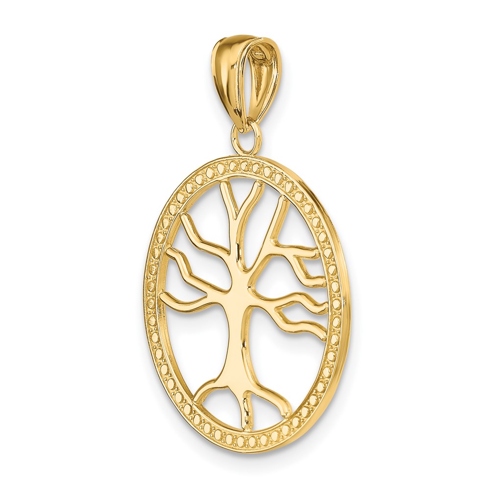 14K Large Tree Of Life In Round Frame Charm (K7341)