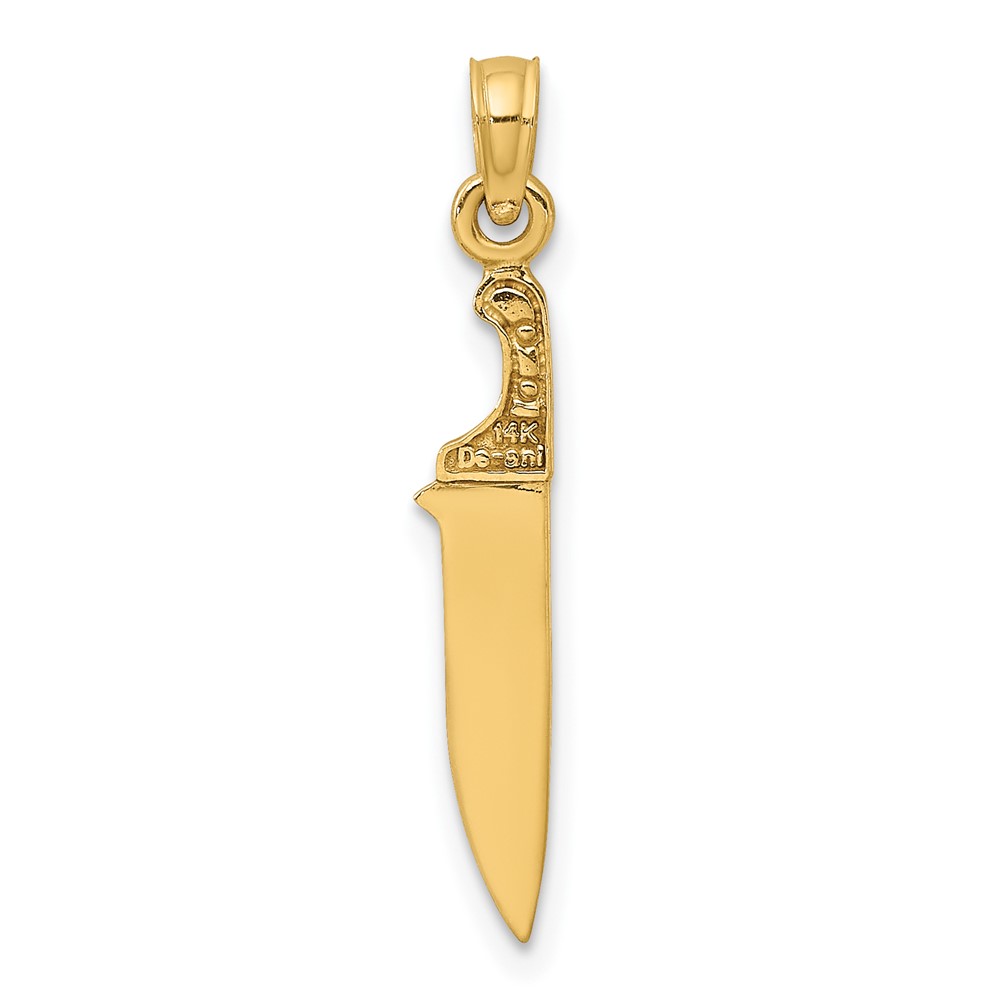 14K 3-D Polished Butcher Knife Charm (K7343)