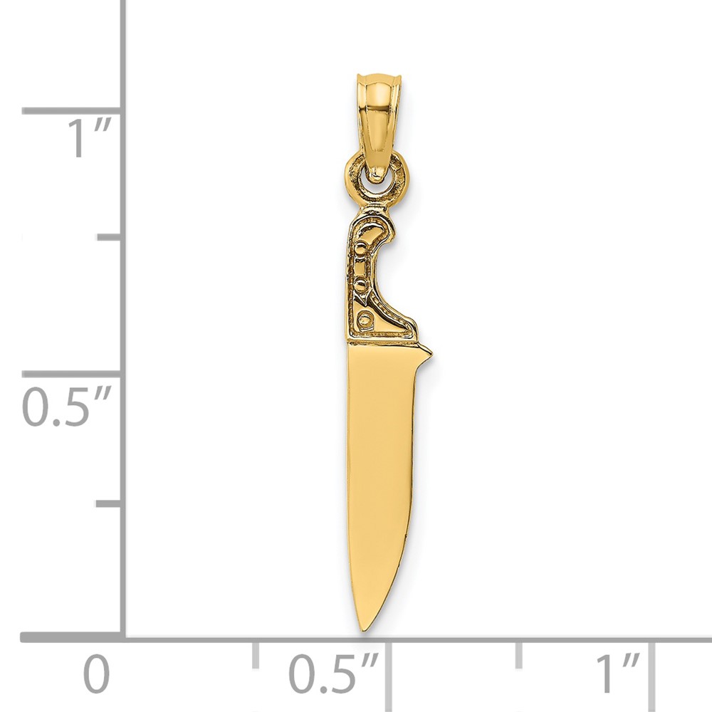 14K 3-D Polished Butcher Knife Charm (K7343)