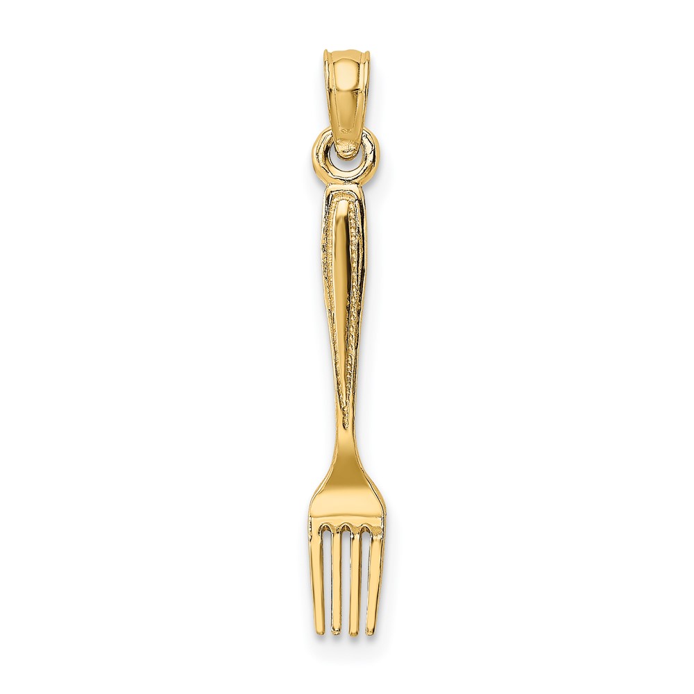14K 3-D and Polished Table Fork Charm (K7345)
