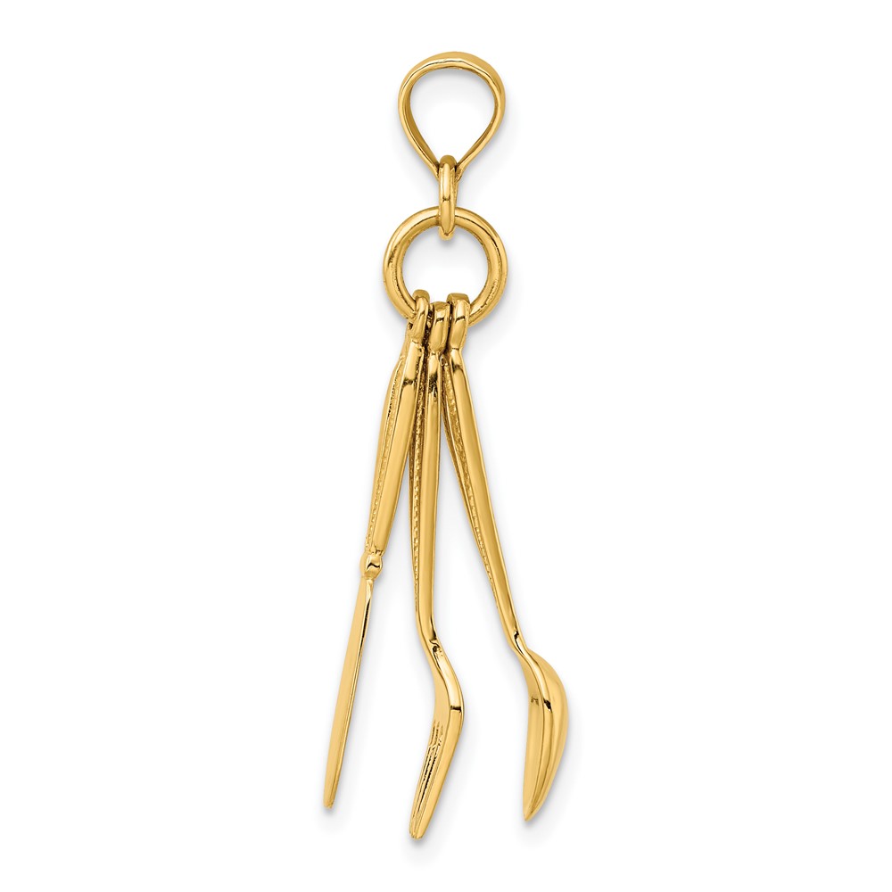 14K 3-D Moveable Knife, Fork, and Spoon Charm (K7347)