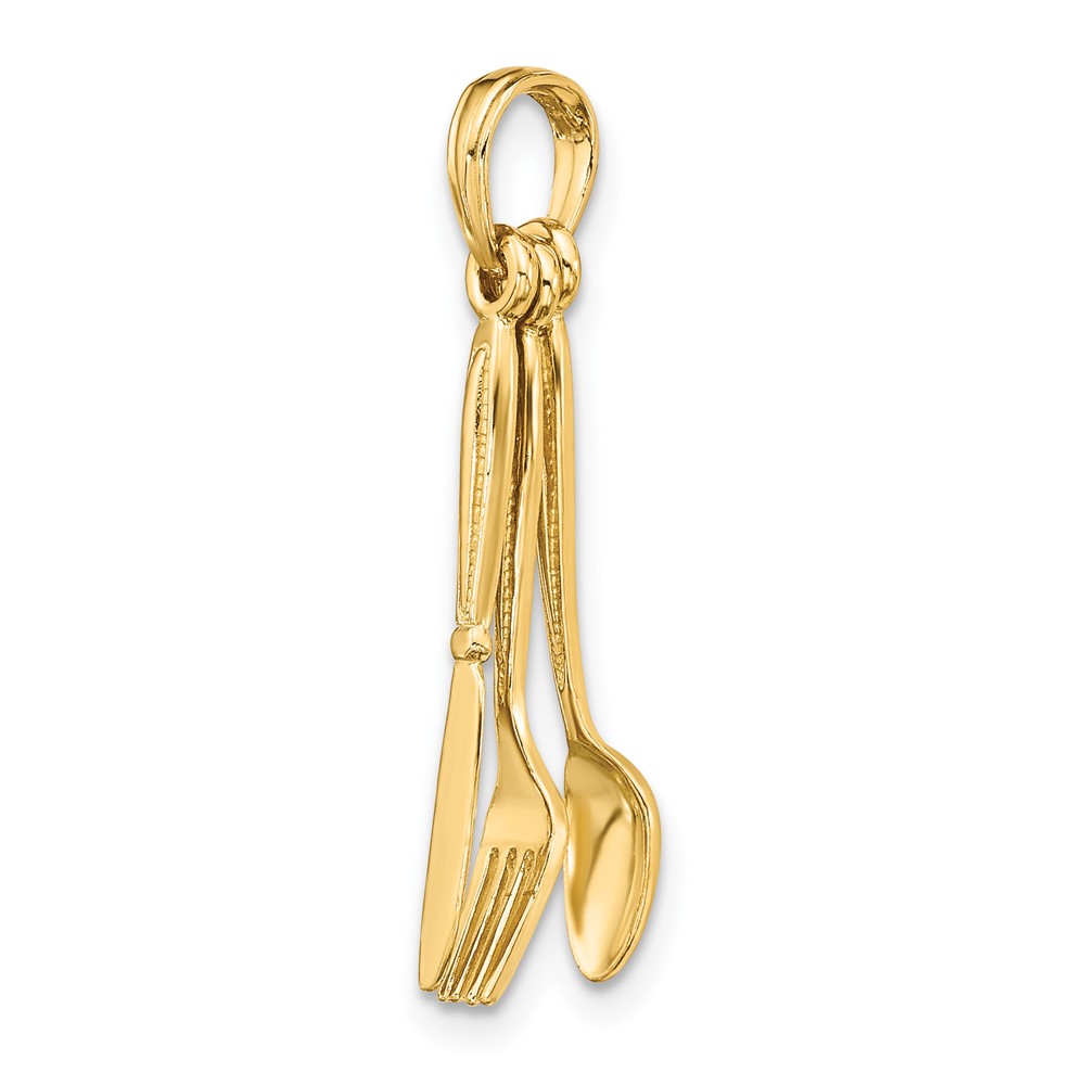 14K 3-D Moveable Knife, Fork, and Spoon Charm (K7347)
