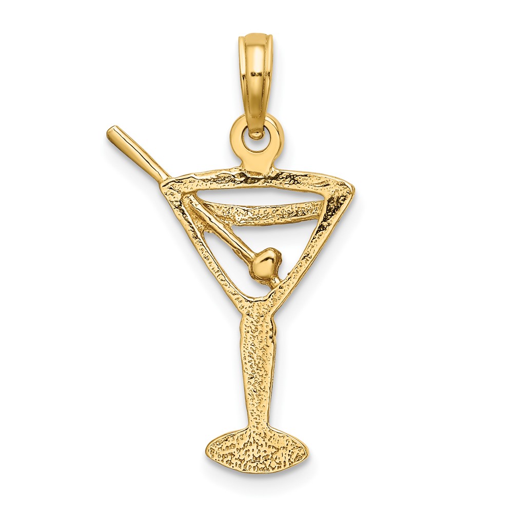 14K Polished Cut-Out Martini W/ Olive Charm (K7349)