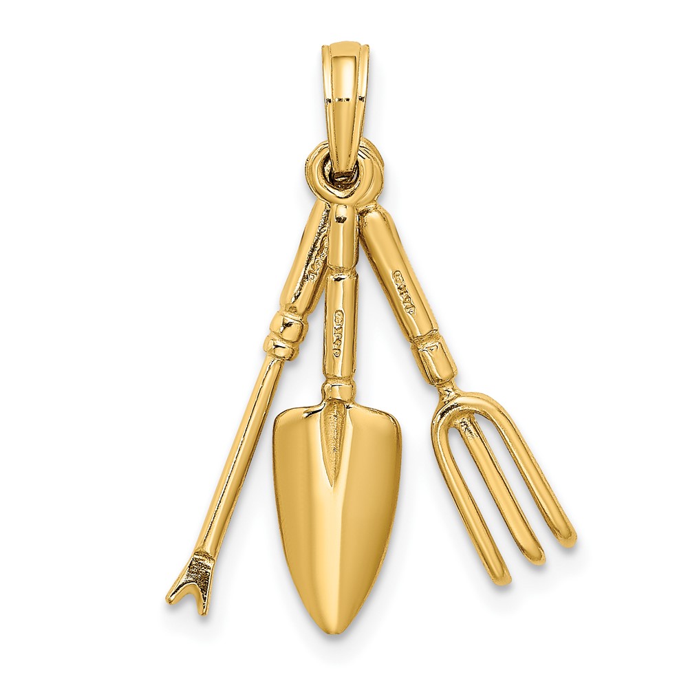 14K 3-D Moveable Garden Hand Tool Collection Charm (K7350)
