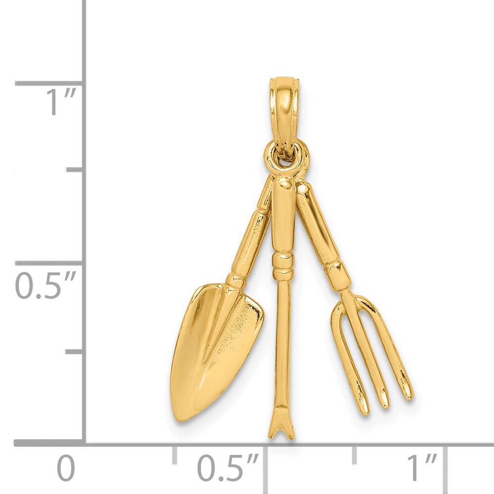 14K 3-D Moveable Garden Hand Tool Collection Charm (K7350)