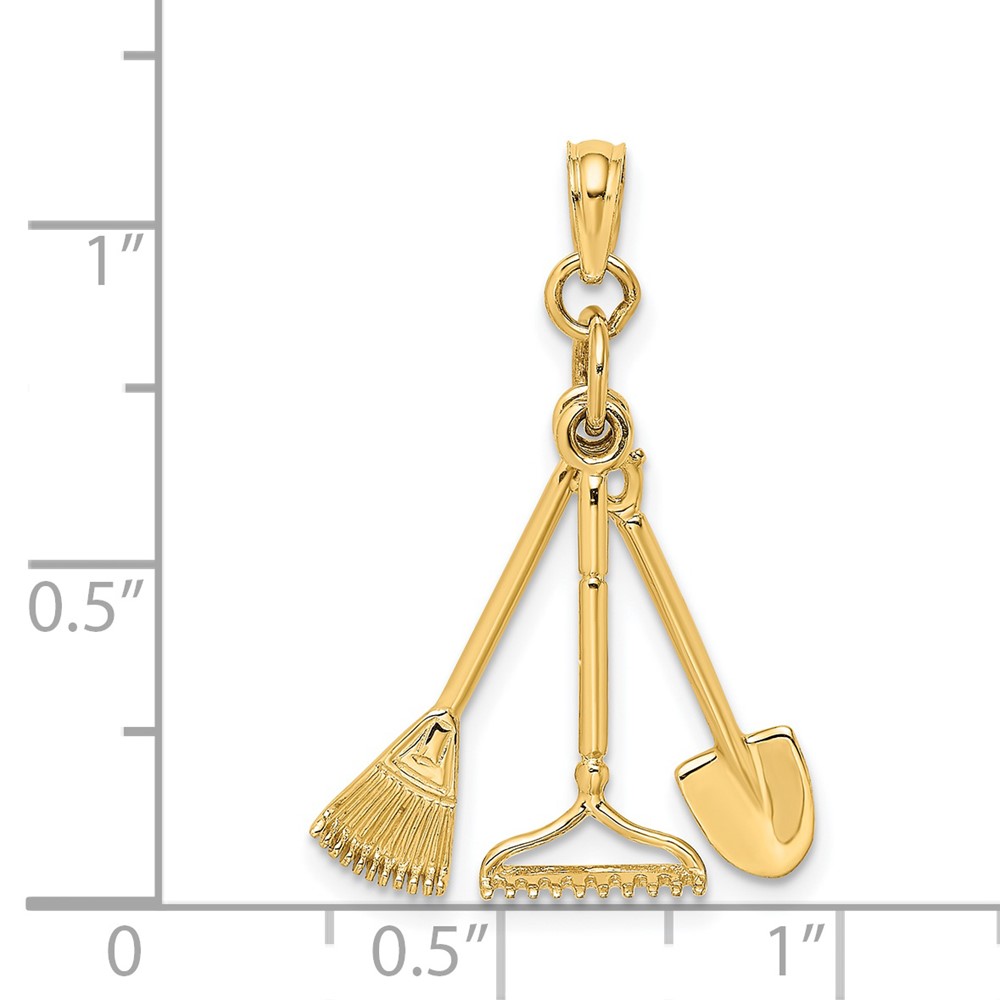 14K 3-D Moveable Garden Tool Collection Charm (K7351)