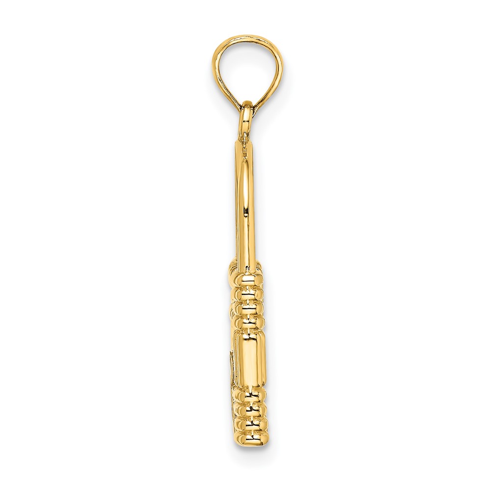 14K 3-D Padlock w/Key Hole Charm (K7356)