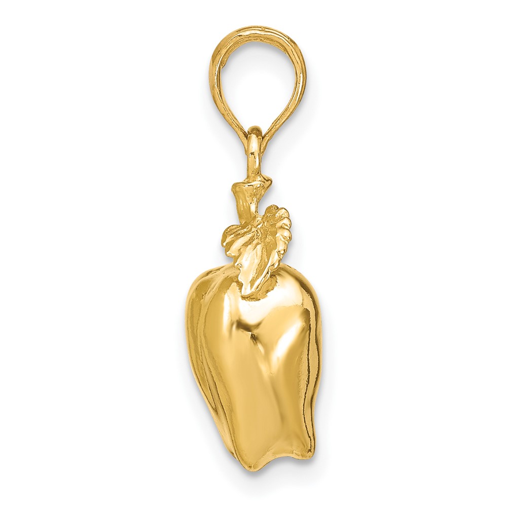 14K 3-D Apple W/ Stem and Leaf Charm (K7358)