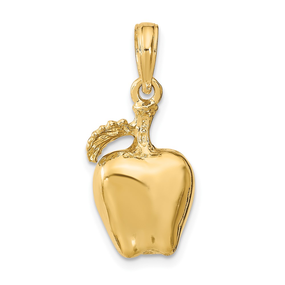 14K 3-D Apple W/ Stem and Leaf Charm (K7358)
