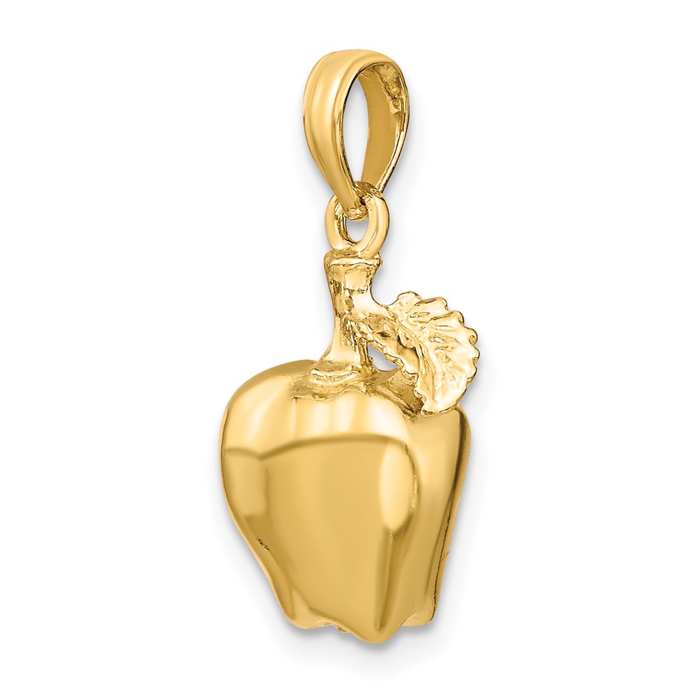14K 3-D Apple W/ Stem and Leaf Charm (K7358)