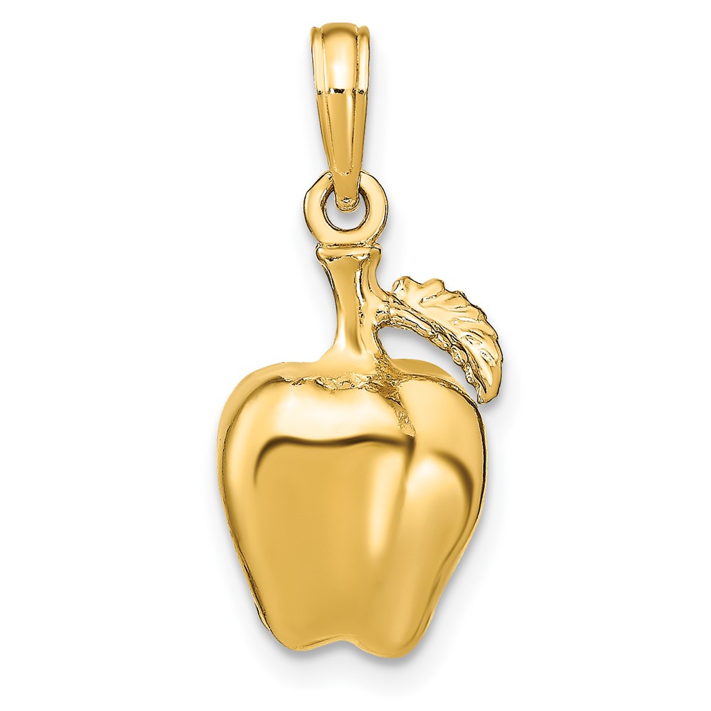14K 3-D Apple W/ Stem and Leaf Charm (K7358)