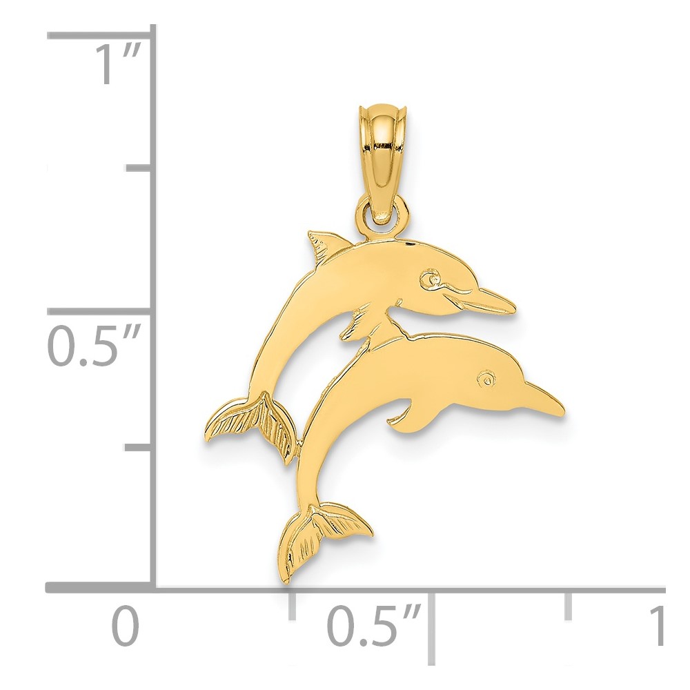 14K Double Dolphins Charm (K7367)