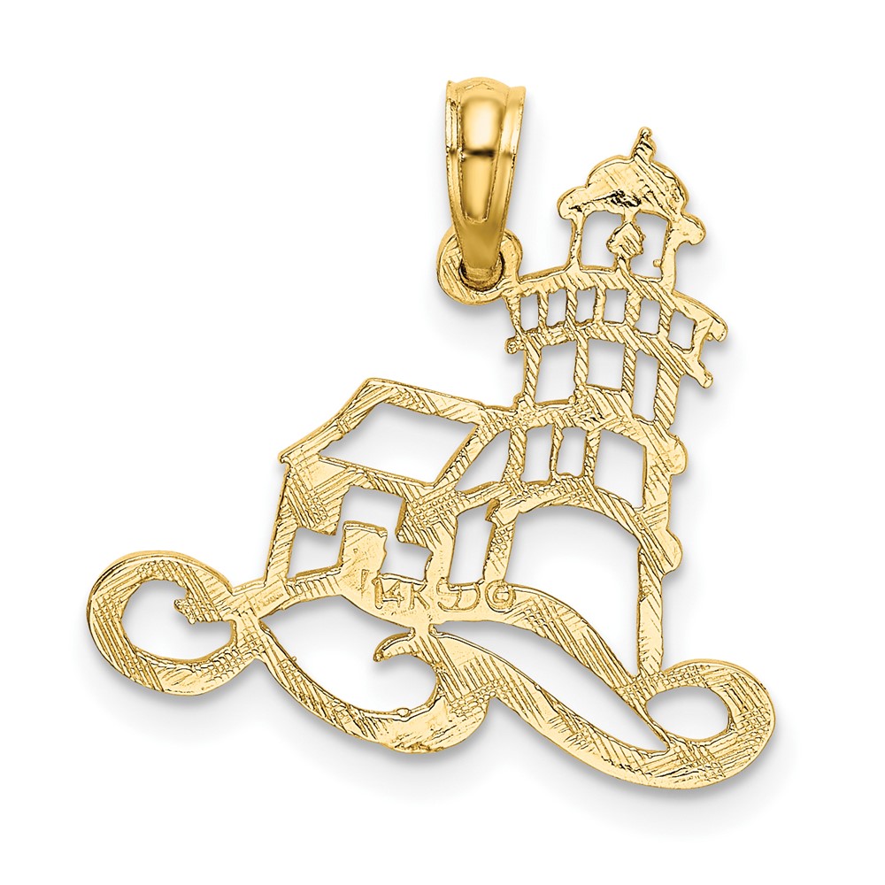 14K Cut-Out Lighthouse w/ Water Charm (K7373)