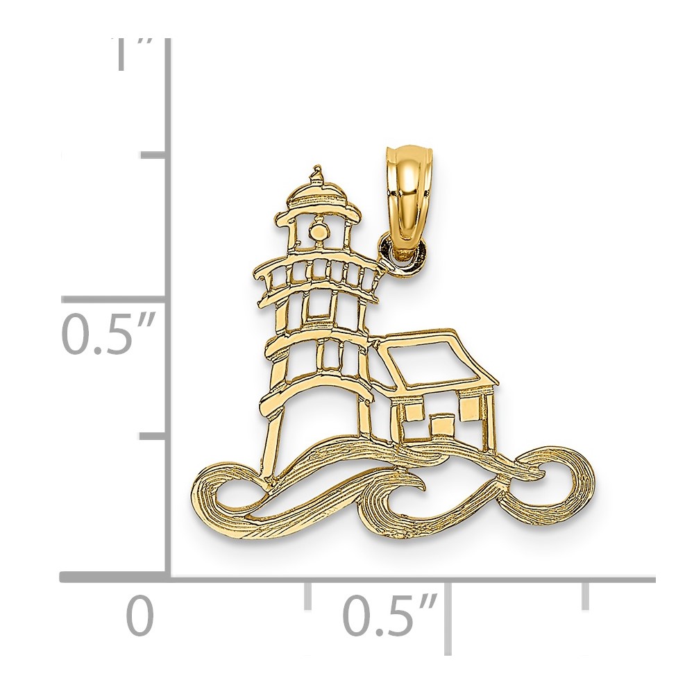 14K Cut-Out Lighthouse w/ Water Charm (K7373)