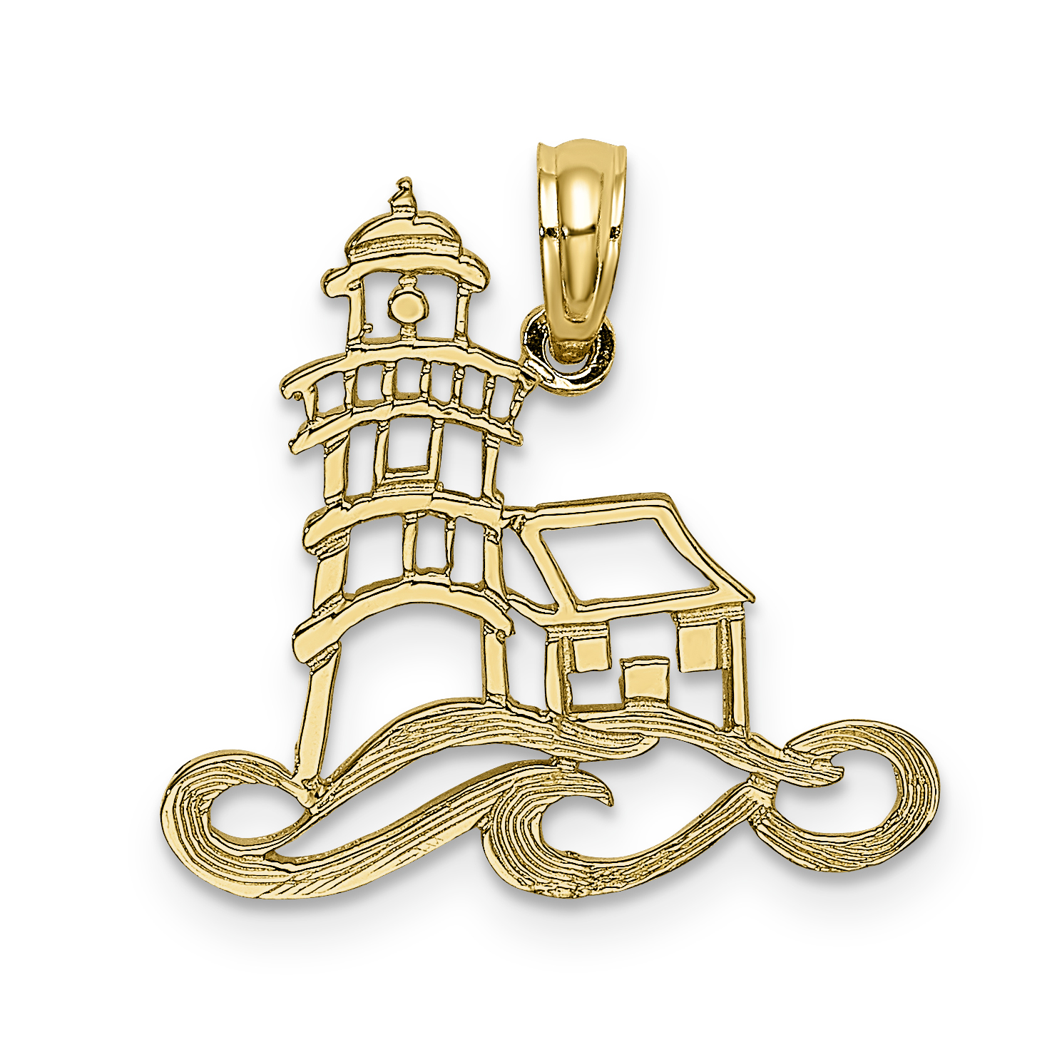 14K Cut-Out Lighthouse w/ Water Charm (K7373)