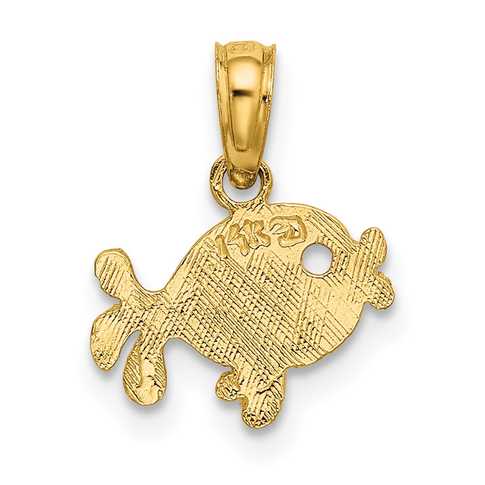 14K Flat Engraved Playful Fish Charm (K7399)