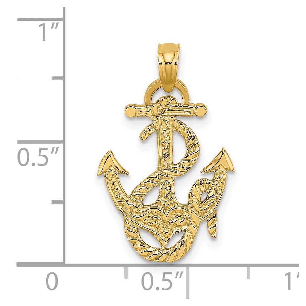 14K Polished Anchor and Rope Charm (K7401)