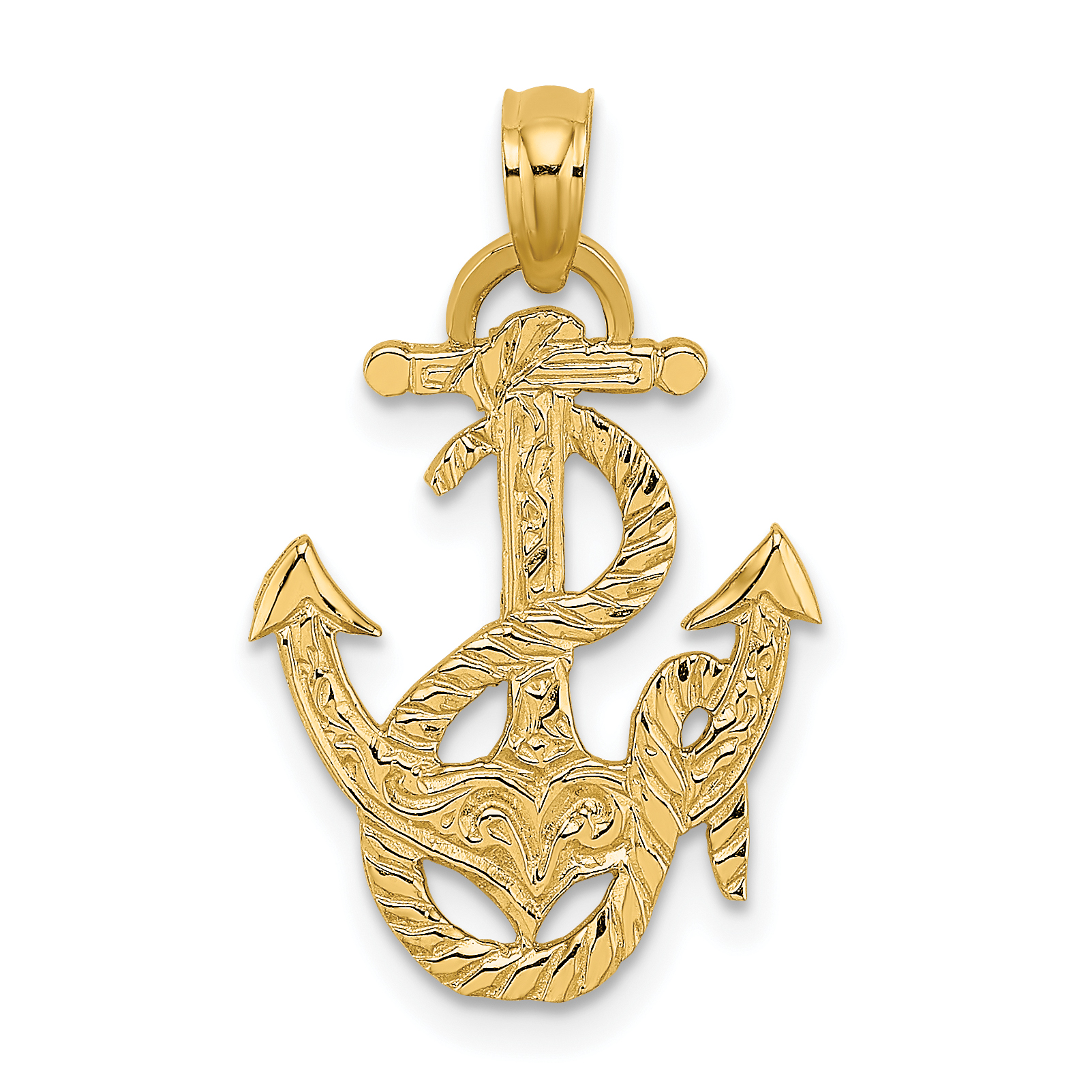 14K Polished Anchor and Rope Charm (K7401)