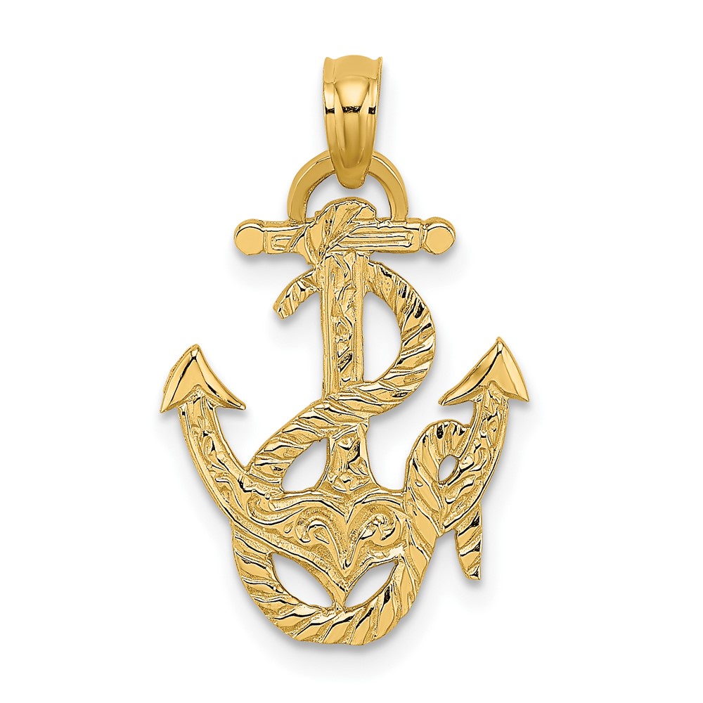 14K Polished Anchor and Rope Charm (K7401)