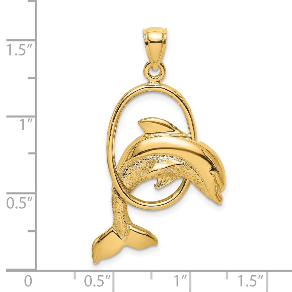 14K Dolphin Jumping Through Hoop Charm (K7403)