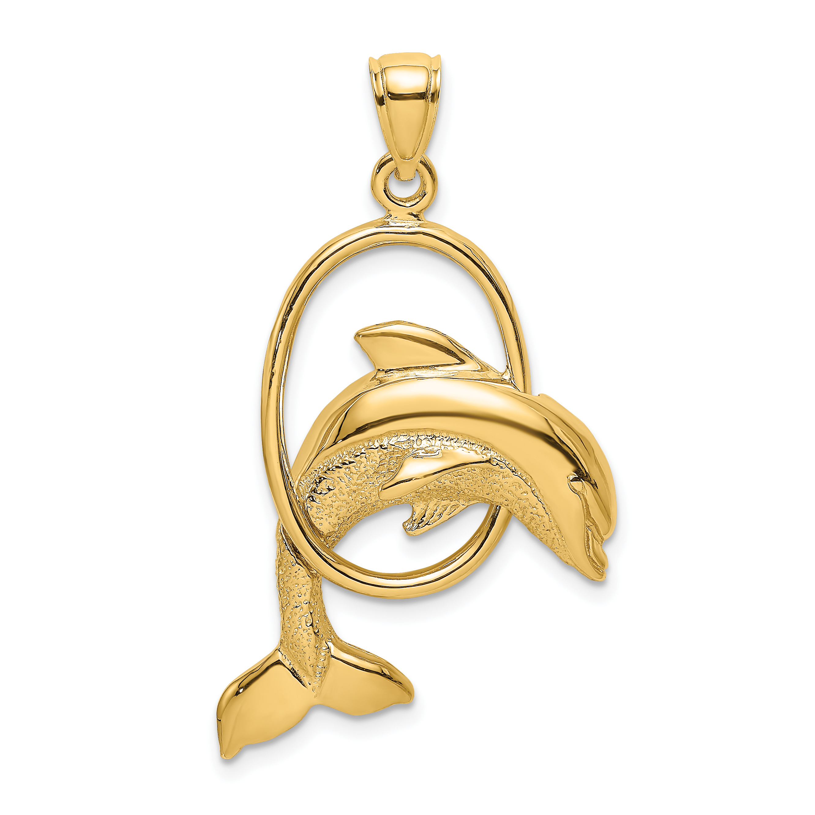 14K Dolphin Jumping Through Hoop Charm (K7403)