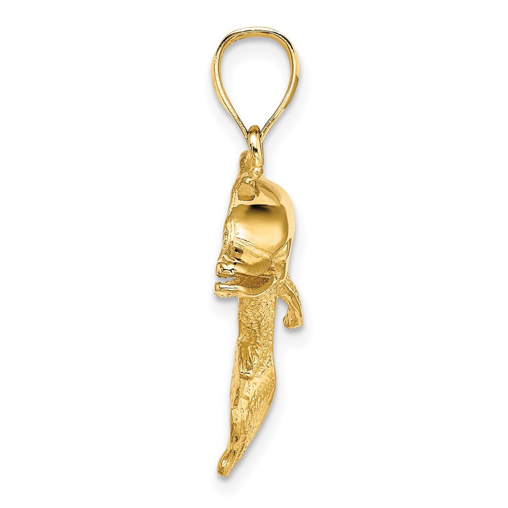 14K Polished and Textrued Open Mouth Dolphin Charm (K7413)