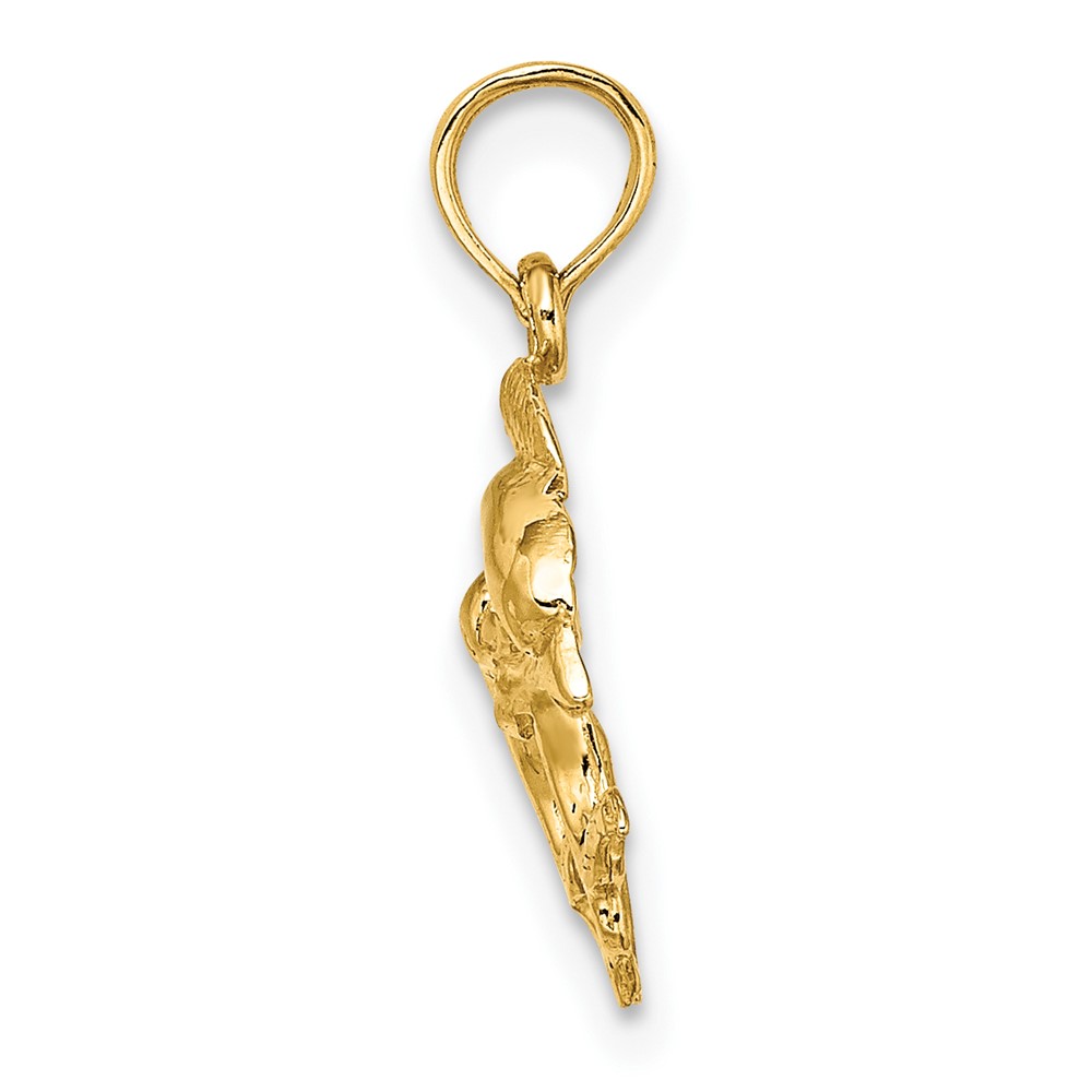 14K Polished 2-D Mini Double Dolphins Charm (K7417)