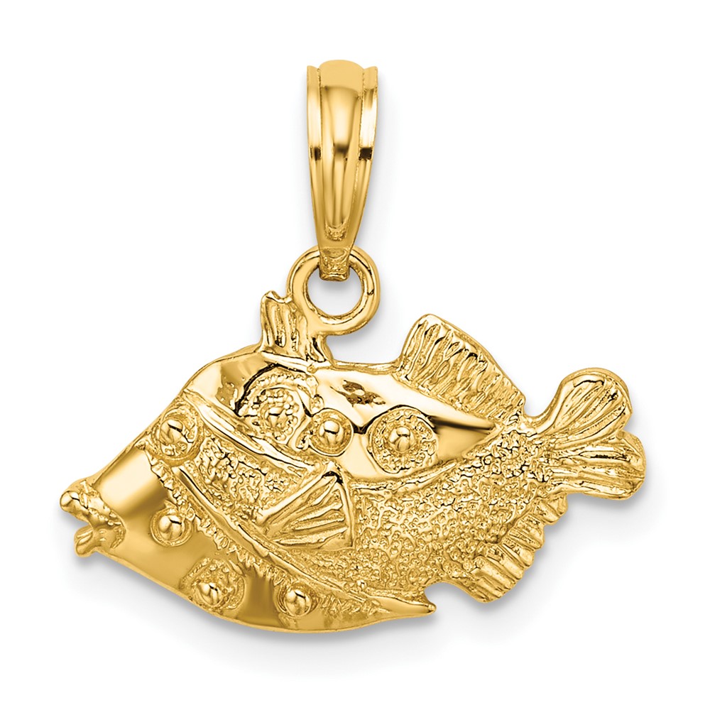 14K 2-D Polished  Engraved Fish Charm (K7422)