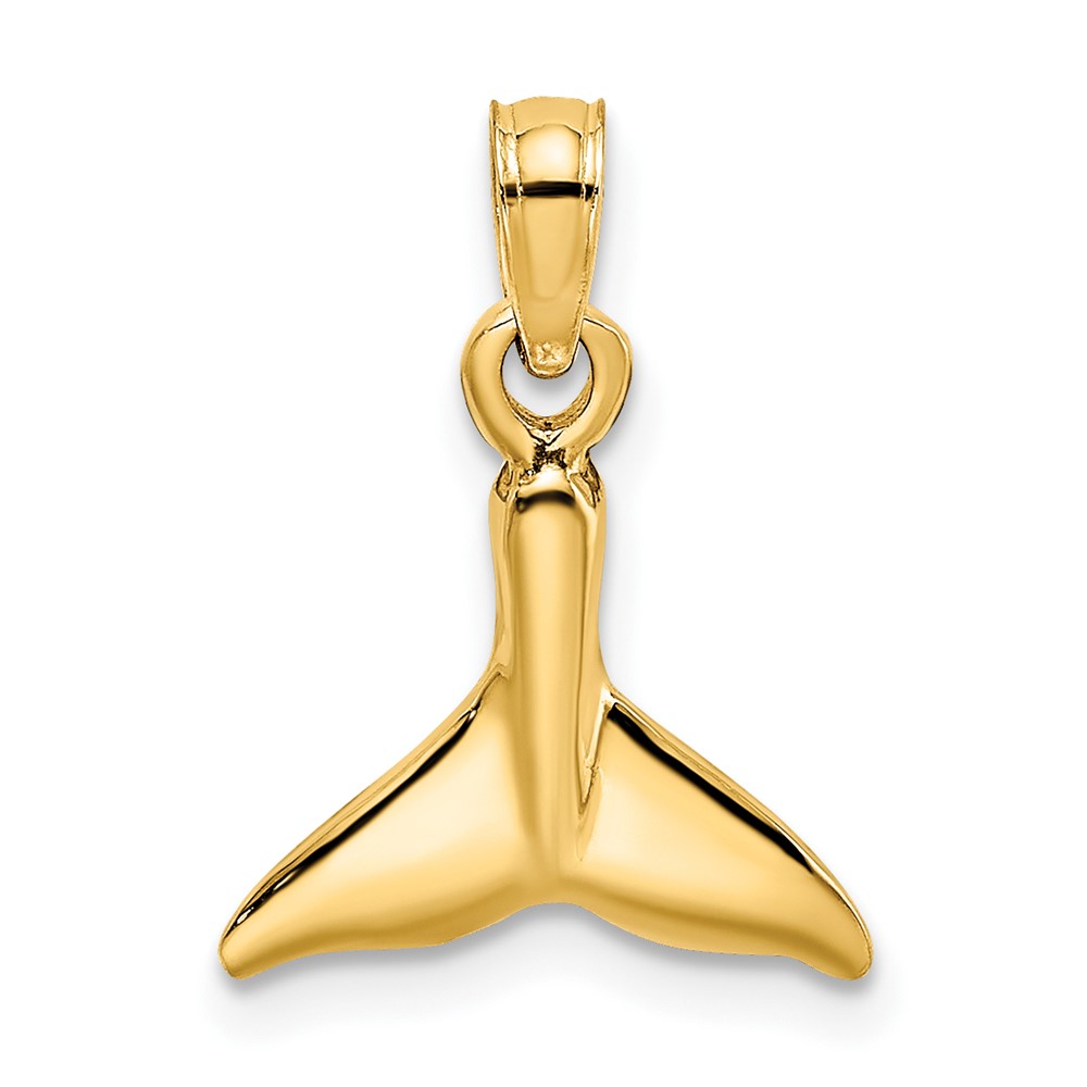 14K Polished Small Whale Tail Charm (K7438)