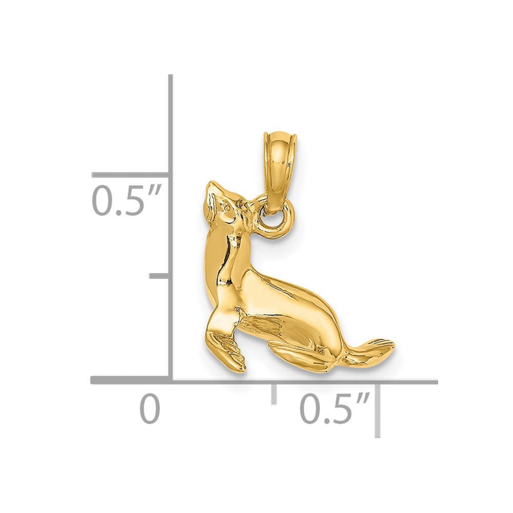 14K 3-D Polished Seal Charm (K7453)