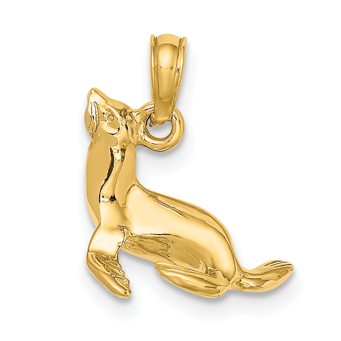 14K 3-D Polished Seal Charm (K7453)