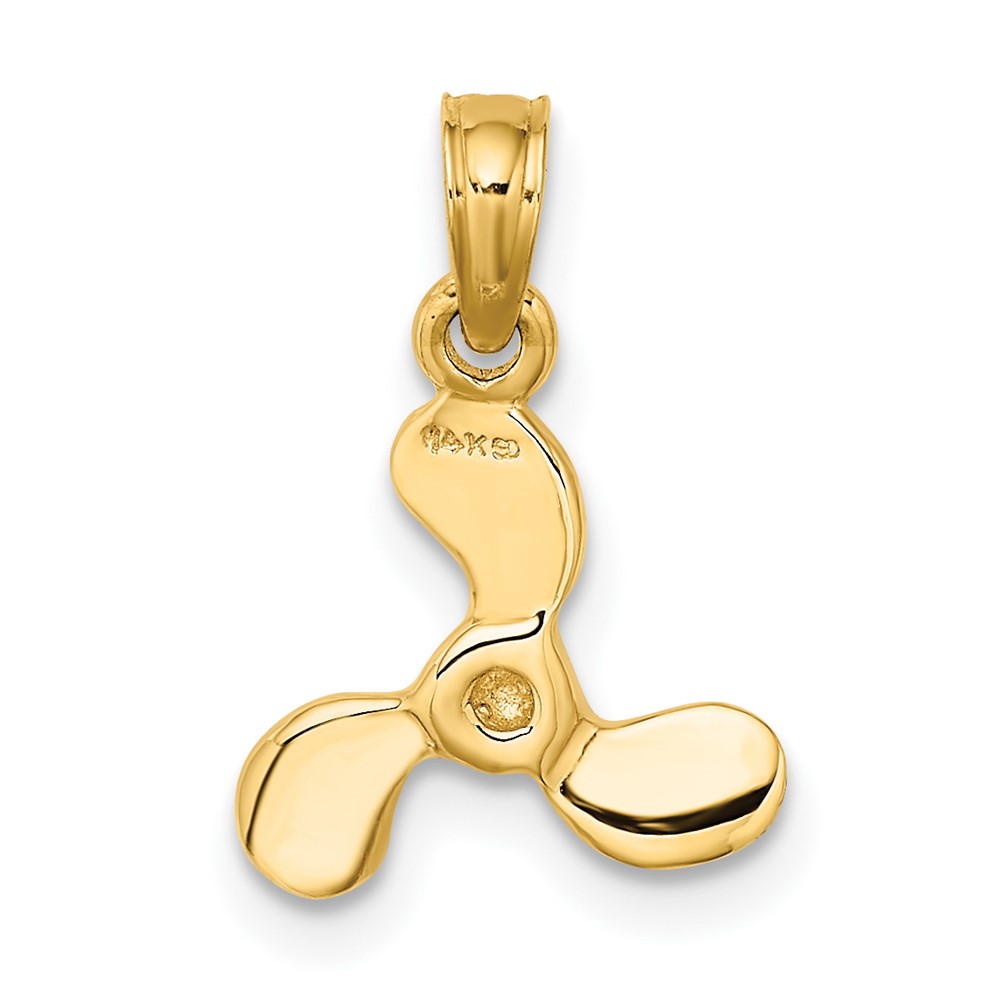 14K 3-D Polished Mini Three Blade Propeller Charm (K7459)