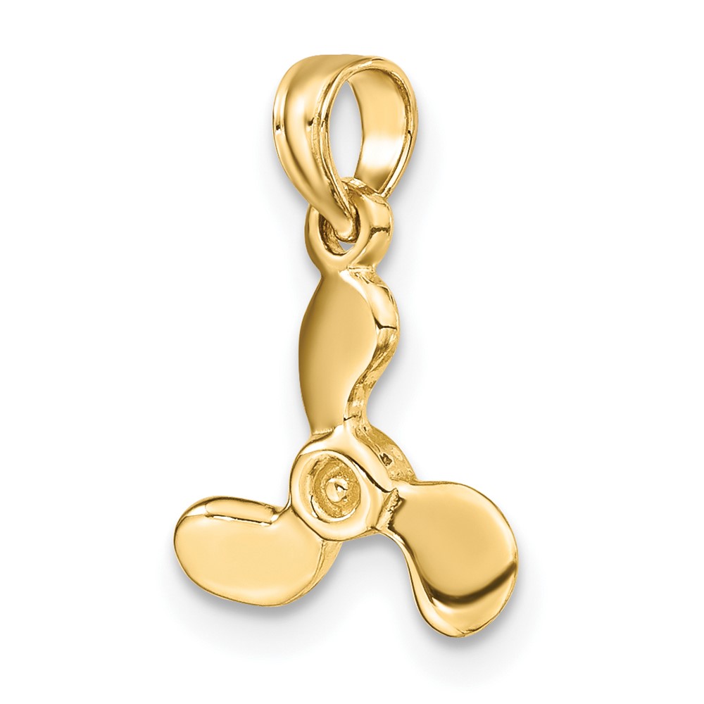 14K 3-D Polished Mini Three Blade Propeller Charm (K7459)