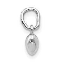 14K White Gold Solid Polished 3D Heart Charm view 2