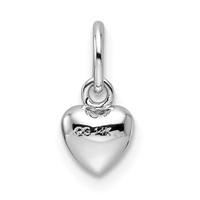 14K White Gold Solid Polished 3D Heart Charm view 3