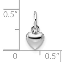 14K White Gold Solid Polished 3D Heart Charm view 4