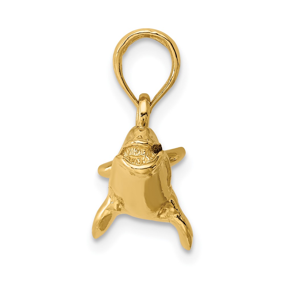 14K 3-D Polished Bowhead Whale Charm (K7466)