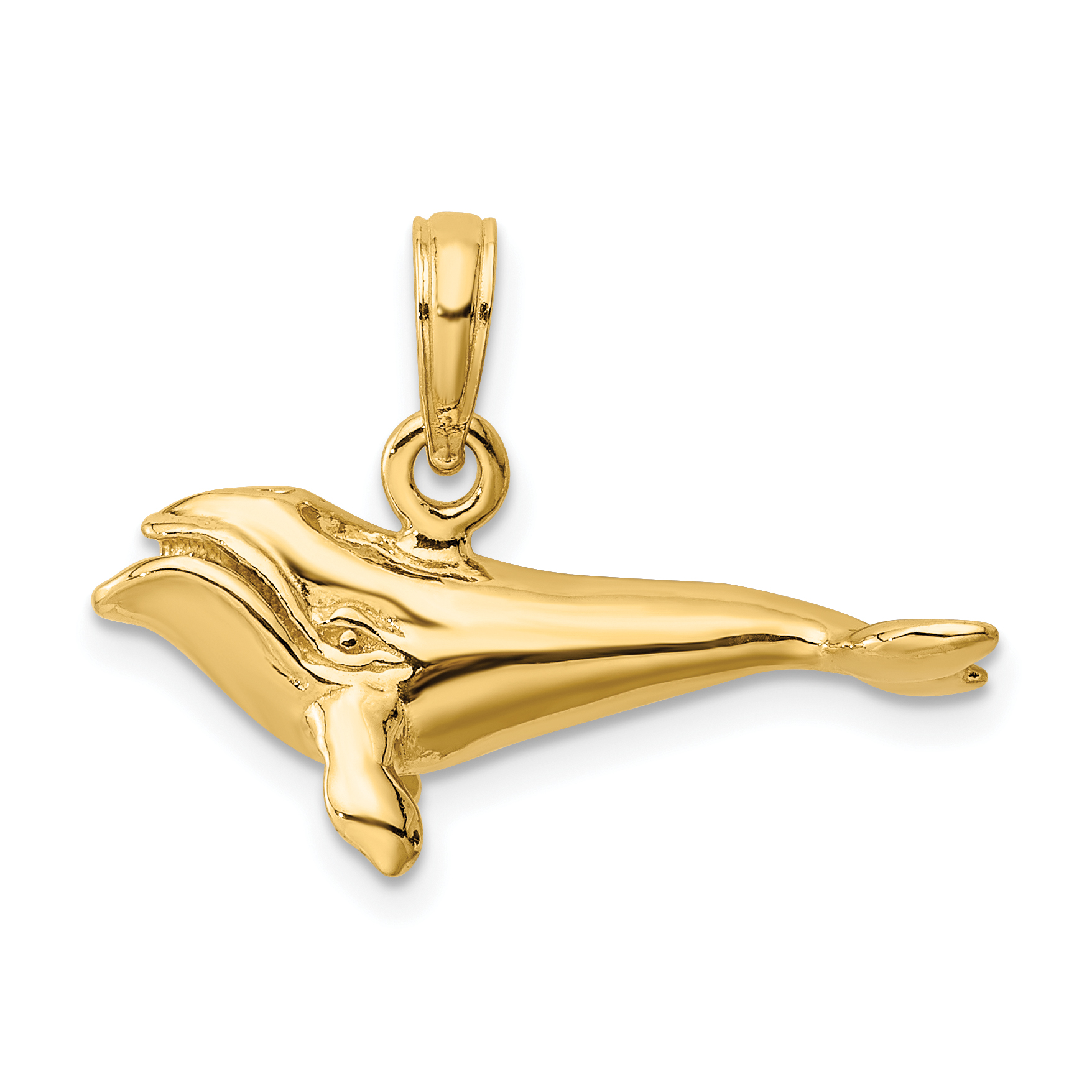 14K 3-D Polished Bowhead Whale Charm (K7466)