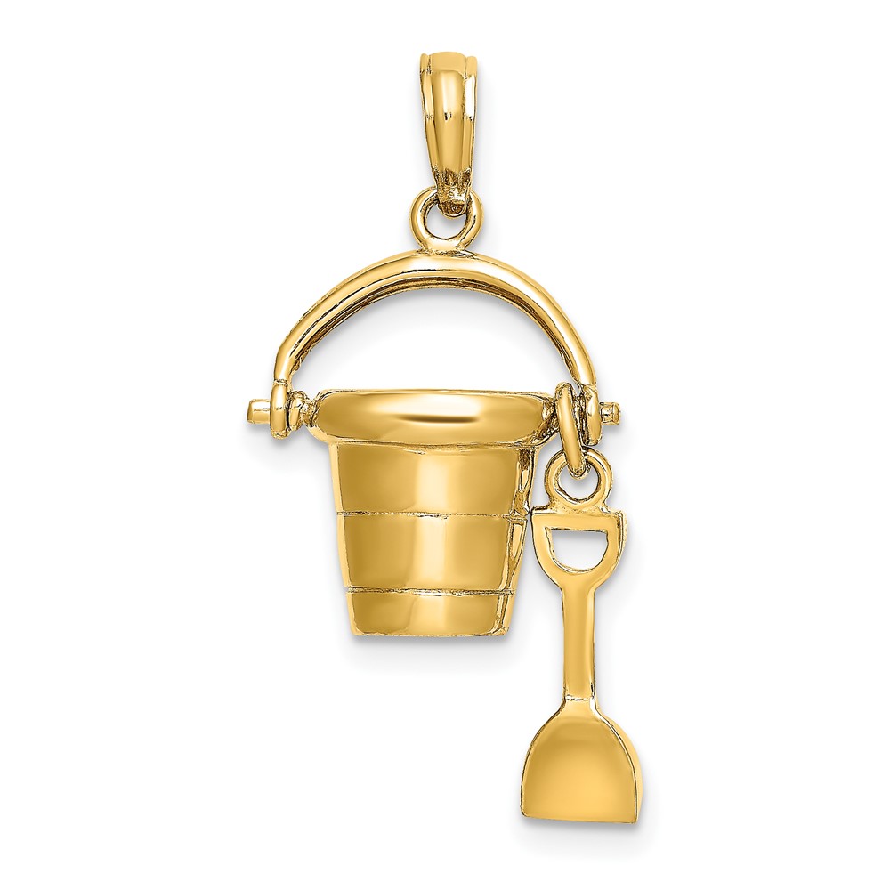 14K 3D MYRTLE BEACH Bucket and Shovel Charm (K7468)