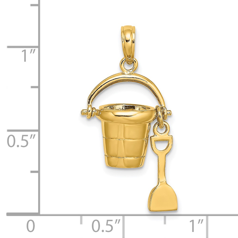 14K 3D MYRTLE BEACH Bucket and Shovel Charm (K7468)