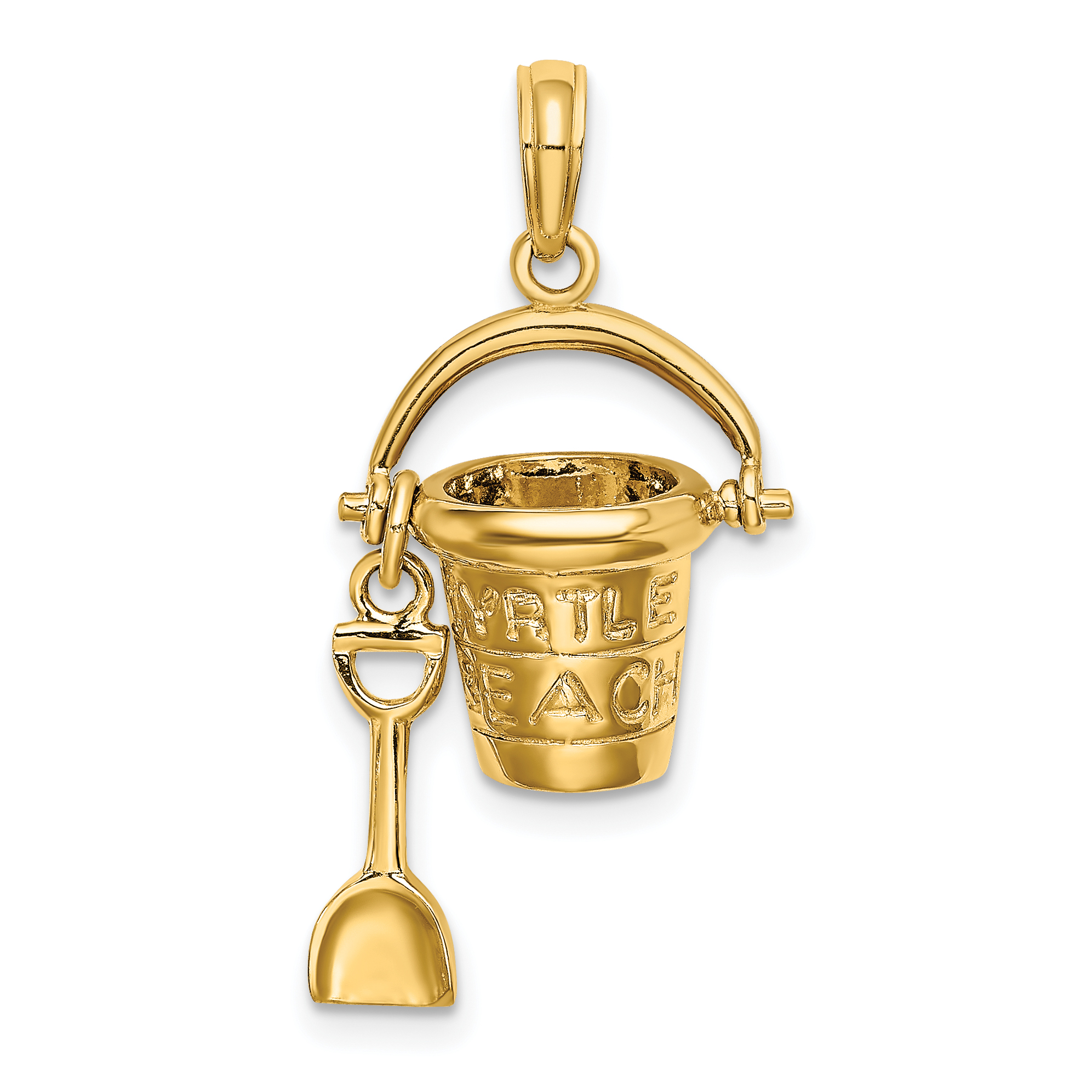 14K 3D MYRTLE BEACH Bucket and Shovel Charm (K7468)