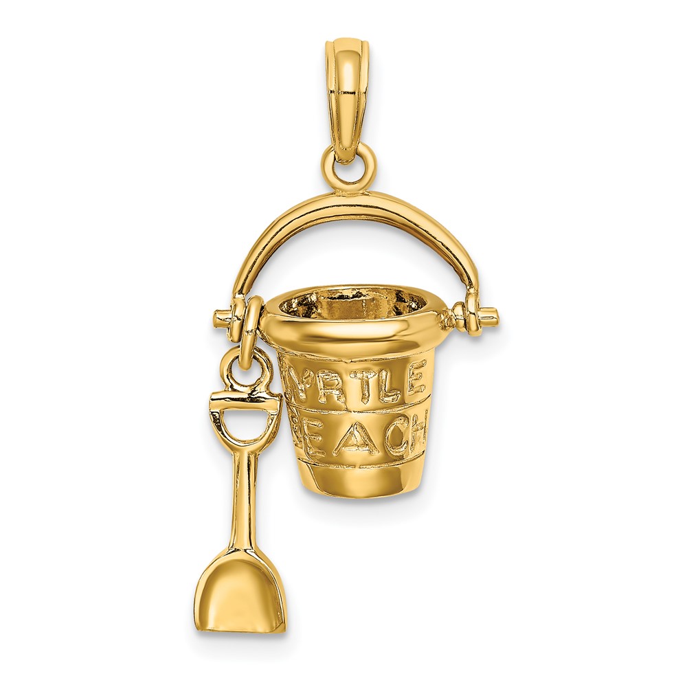 14K 3D MYRTLE BEACH Bucket and Shovel Charm (K7468)