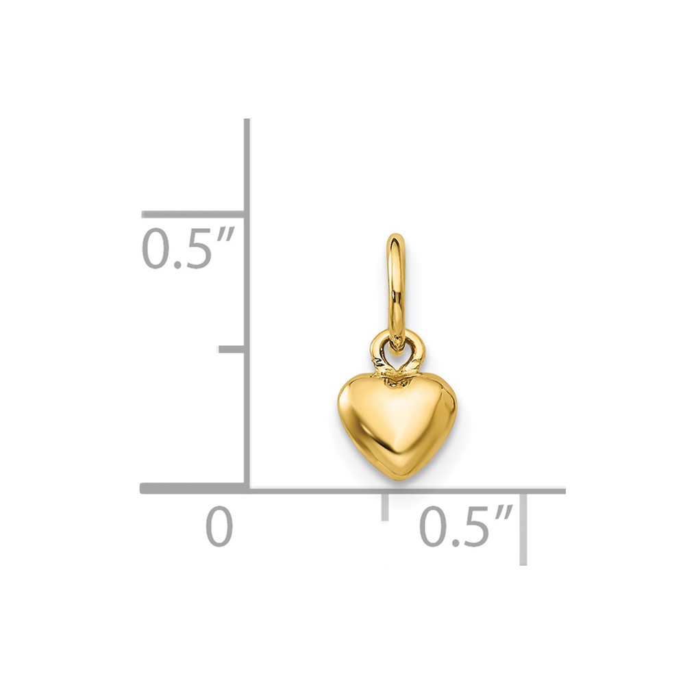 14K Polished 3-D Puffed Heart Charm (K747)