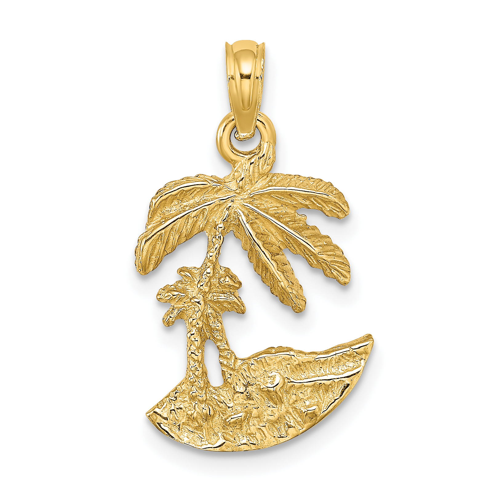 14K 2-D Palm Trees On Island Charm (K7479)