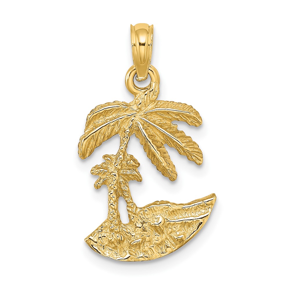 14K 2-D Palm Trees On Island Charm (K7479)