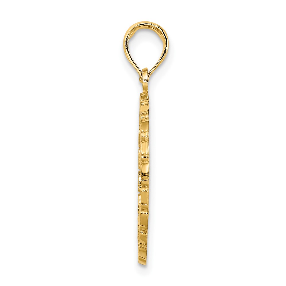 14K JAMAICA Palm Tree Circle Charm (K7519)