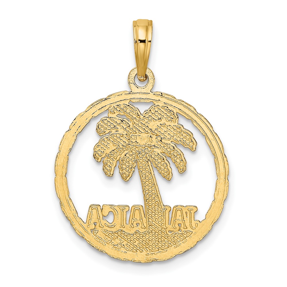 14K JAMAICA Palm Tree Circle Charm (K7519)